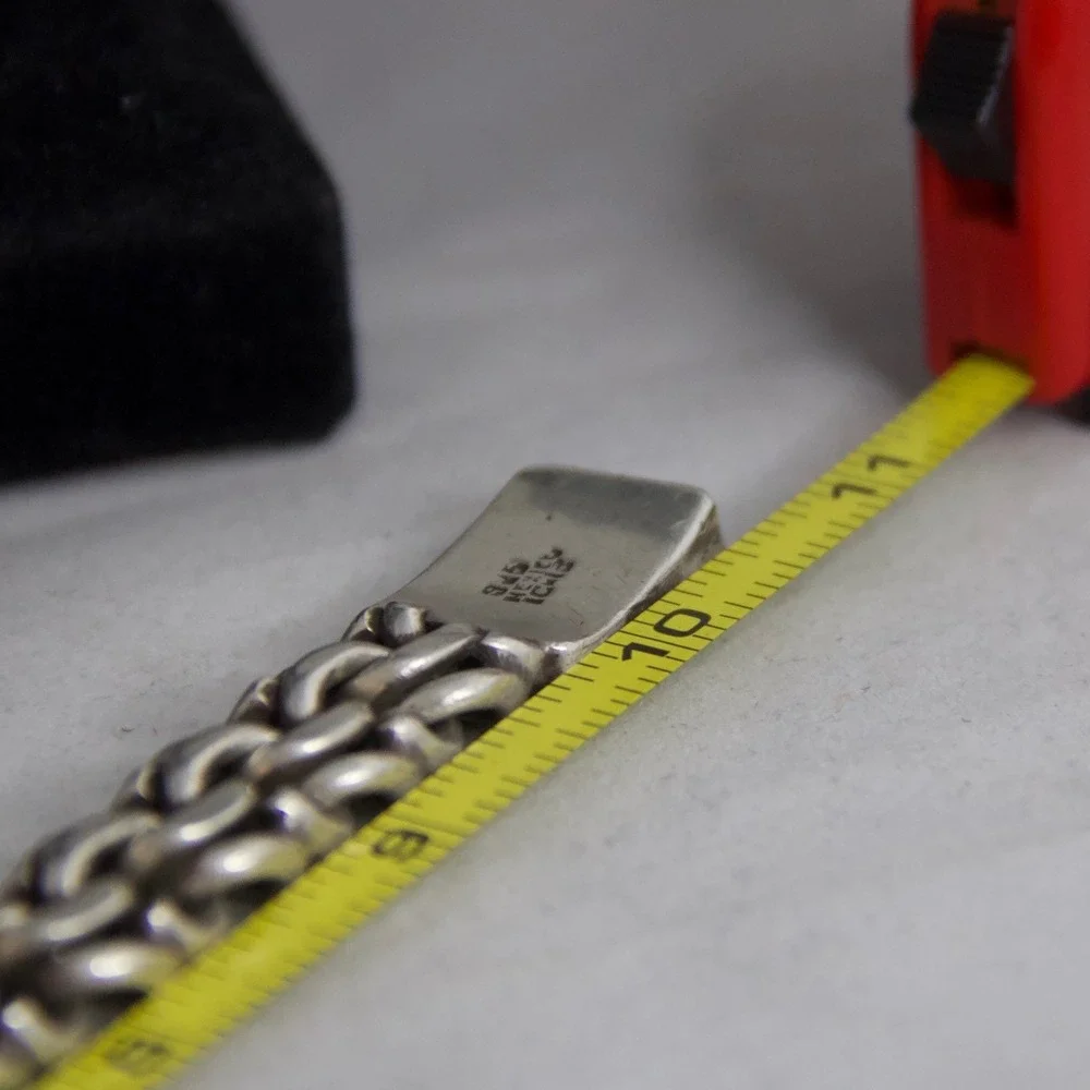 VTG HEAVY Taxco 925 Sterling Silver Link Bracelet 99g Mexico TC-113 10 Inch